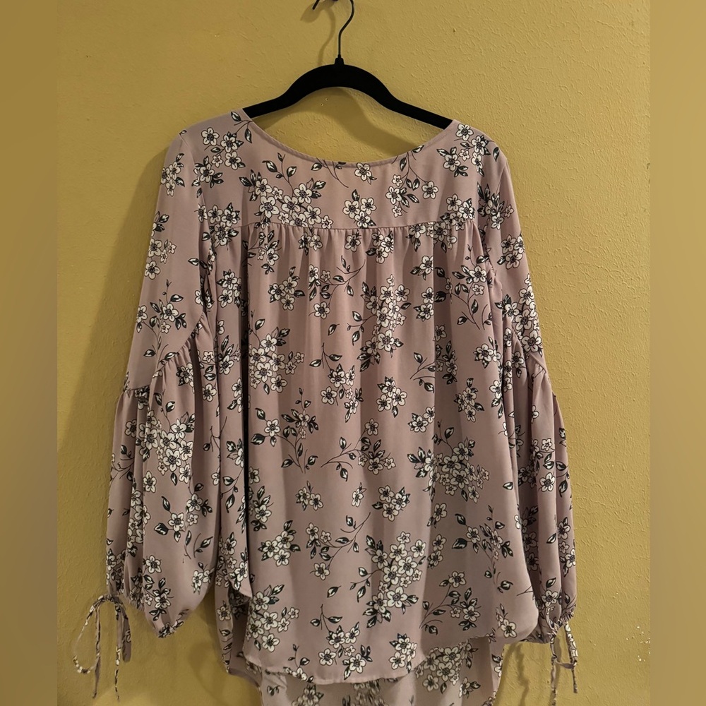 Purple Lilac Floral Long Sleeve Top